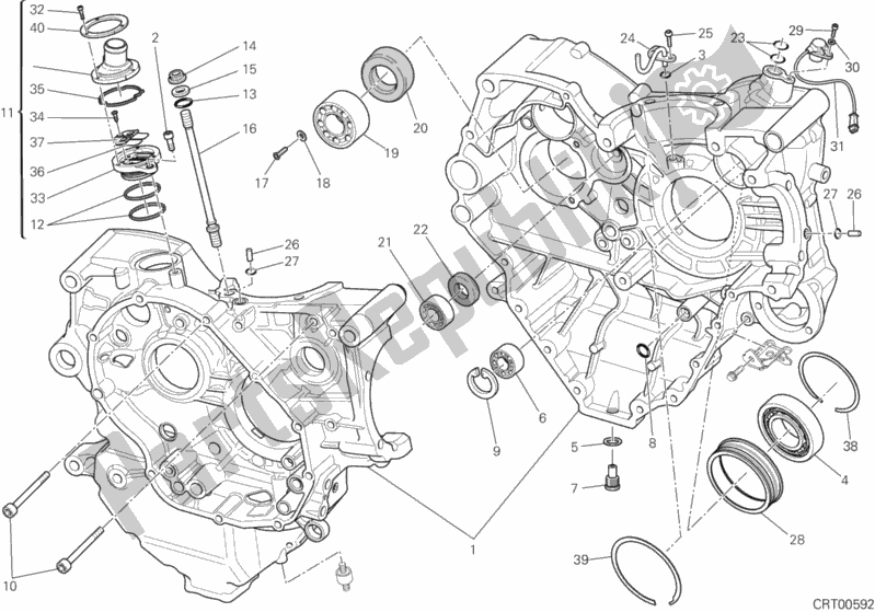 All parts for the Crankcase of the Ducati Multistrada 1200 S Touring 2013